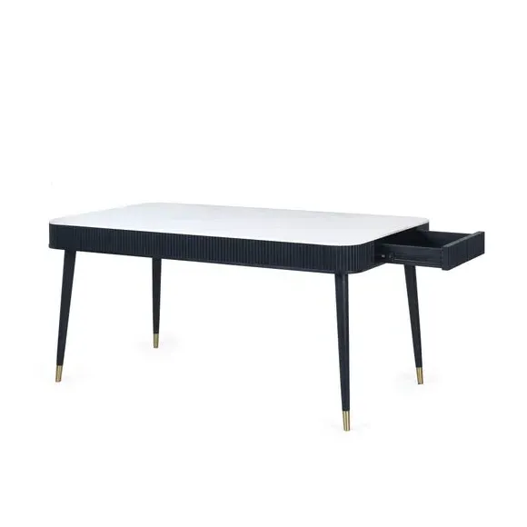 6-Seater Dining Table with Storage - Black, Stone