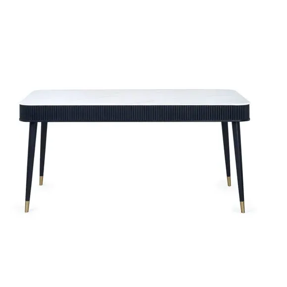 6-Seater Dining Table with Storage - Black, Stone