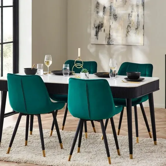 6-Seater Dining Table with Storage - Black, Stone image