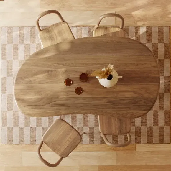 6-Seater Kidney Dining Table - Light Wood, Mango