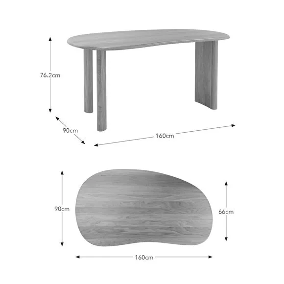 6-Seater Kidney Dining Table - Light Wood, Mango