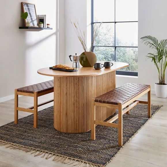 6-Seater Oval Dining Table - Ash Wood