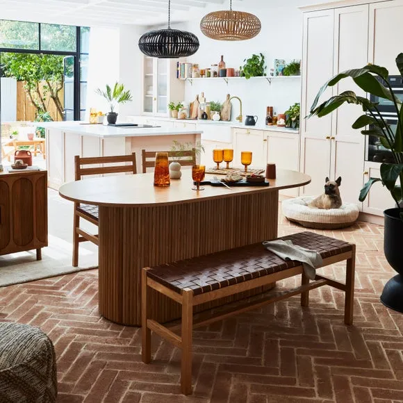 6-Seater Oval Dining Table - Ash Wood