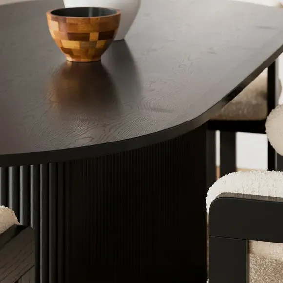 6-Seater Oval Dining Table - Black, Wood