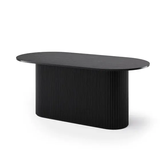 6-Seater Oval Dining Table - Black, Wood