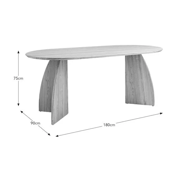6-Seater Oval Dining Table - Natural, Wood Effect