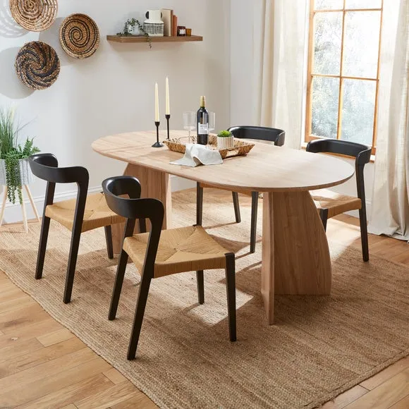 6-Seater Oval Dining Table - Natural, Wood Effect image