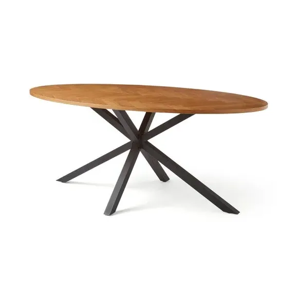 6-Seater Oval Dining Table - Oak, Parquet