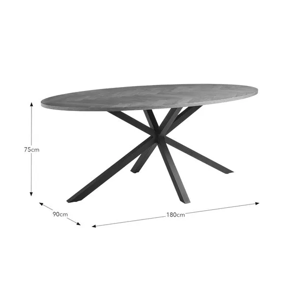 6-Seater Oval Dining Table - Oak, Parquet