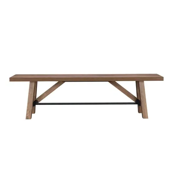 6-Seater Trestle Dining Set with Bench - Pine