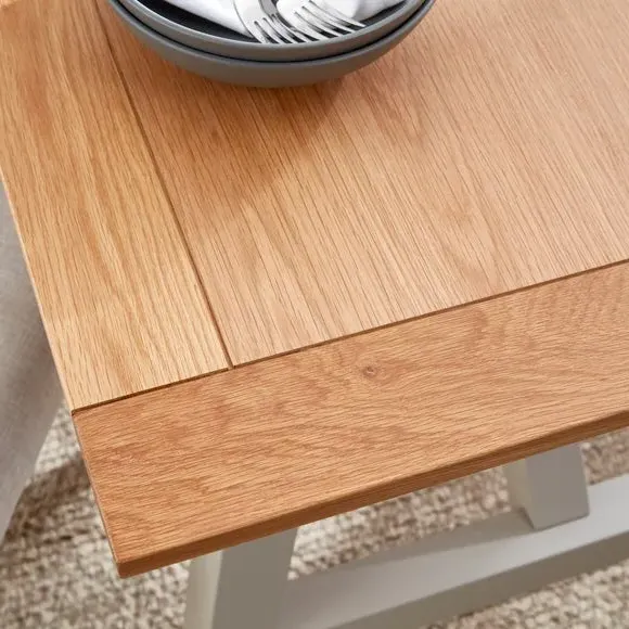 6-Seater Trestle Dining Table - Grey, Oak