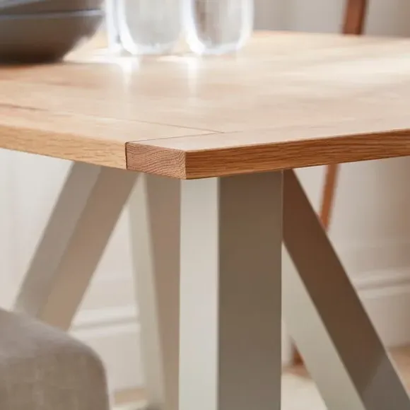 6-Seater Trestle Dining Table - Grey, Oak
