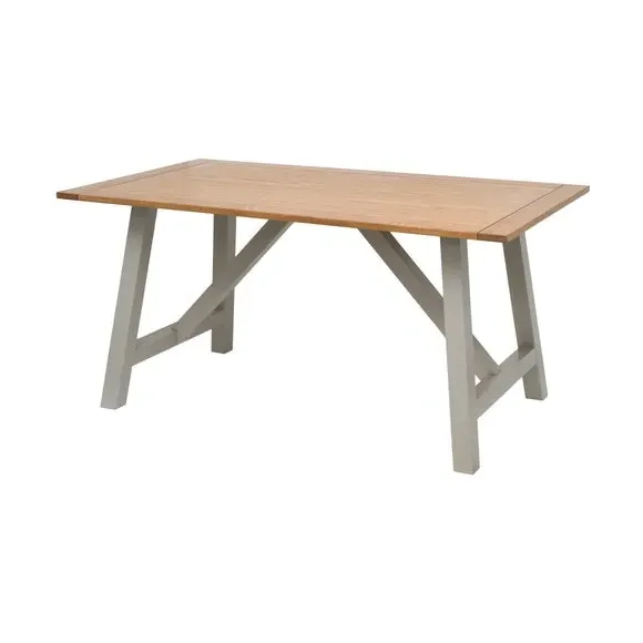 6-Seater Trestle Dining Table - Grey, Oak