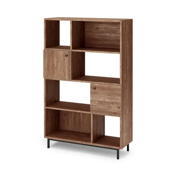 6-Shelf Bookcase with Cupboards - Pine, Metal