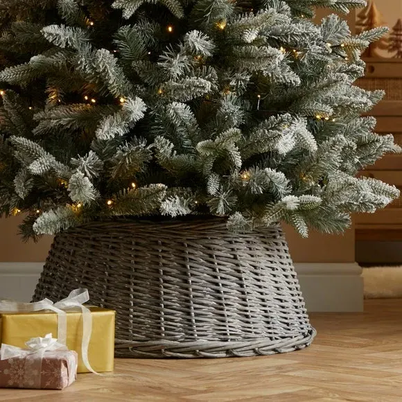 60cm Christmas Tree Skirt - Grey, Wicker image