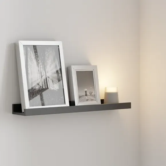 60cm Picture Ledge Shelf - Matt Black, Wood