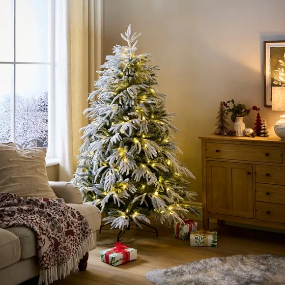 6ft Pre-lit Flocked Christmas Tree - Green image