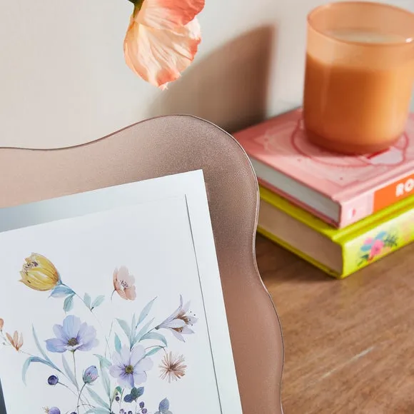 6x4 Photo Frame Wavy Edge - Old Rose, Glass