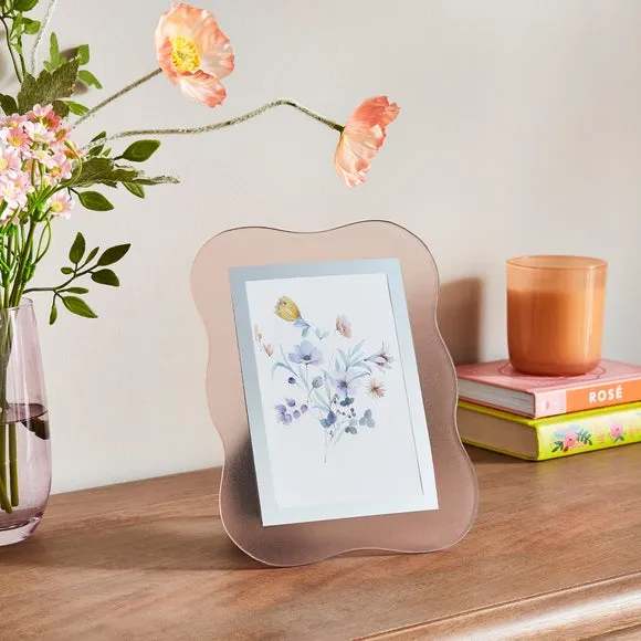6x4 Photo Frame Wavy Edge - Old Rose, Glass