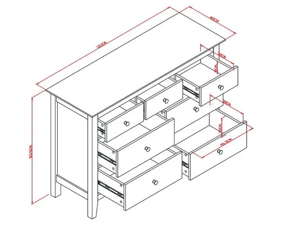 7-Drawer Chest with Metal Handles - White