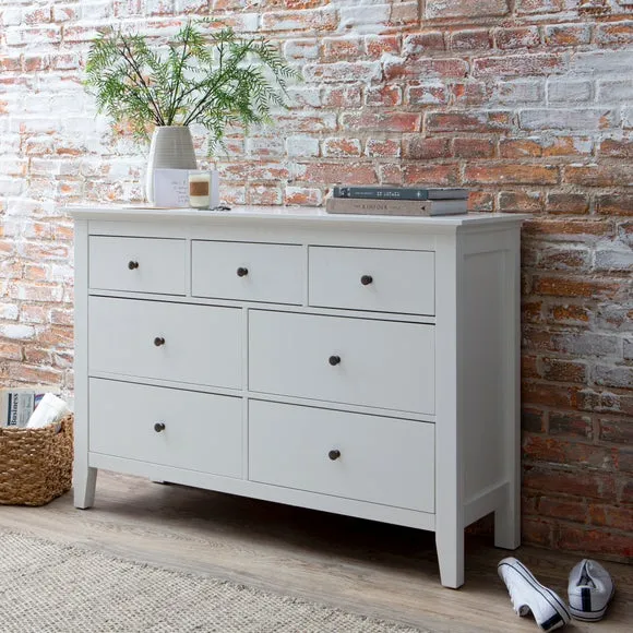 7-Drawer Chest with Metal Handles - White