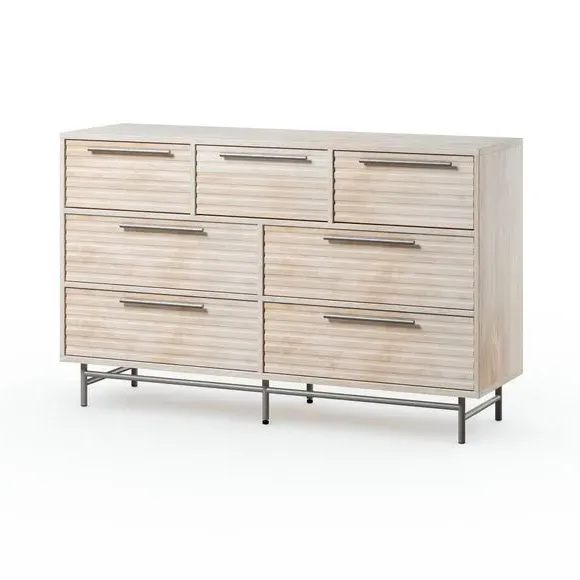 7-Drawer Chest with Metal Handles - Whitewash