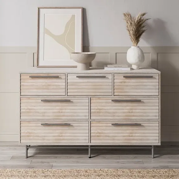 7-Drawer Chest with Metal Handles - Whitewash image