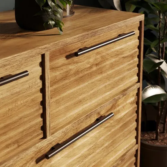 7-Drawer Chest with Ribbed Front - Mango Wood