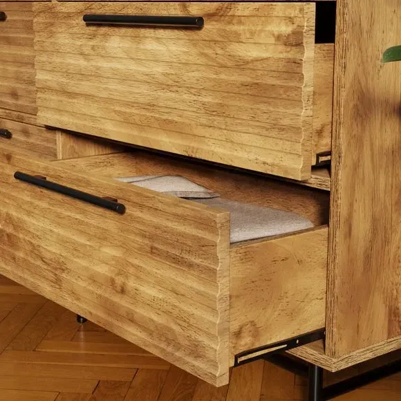 7-Drawer Chest with Ribbed Front - Mango Wood