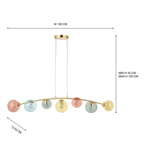 7 Light Ceiling Light Bar - Multicolor, Glass
