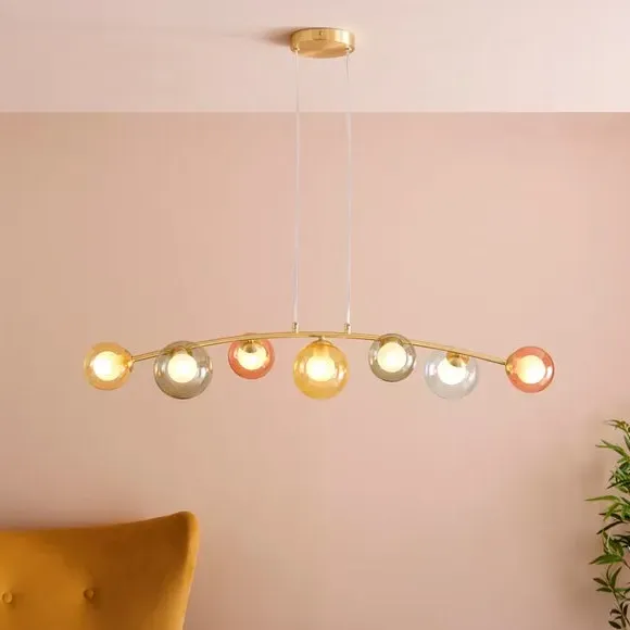 7 Light Ceiling Light Bar - Multicolor, Glass image