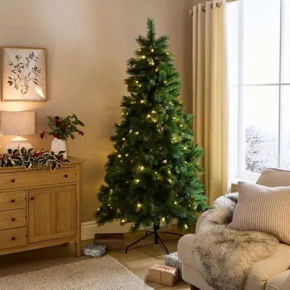 7ft Pre-Lit Christmas Tree - Green, Pine image