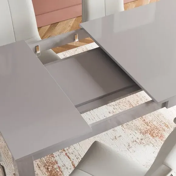 8-10 Seater Extendable Dining Table - Grey, Gloss