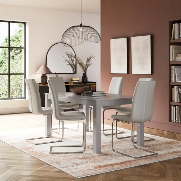 8-10 Seater Extendable Dining Table - Grey, Gloss