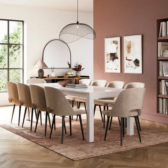 8-10 Seater Extendable Dining Table - White, Gloss