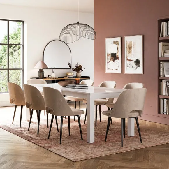 8-10 Seater Extendable Dining Table - White, Gloss