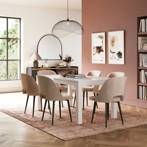 8-10 Seater Extendable Dining Table - White, Gloss