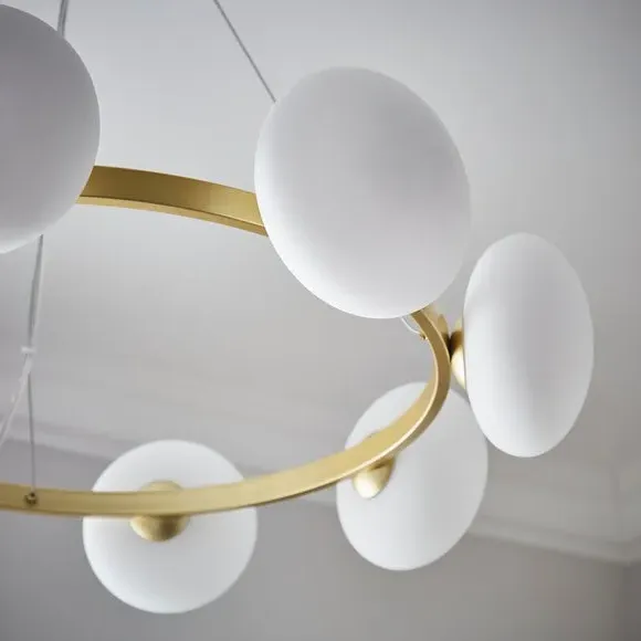 8 Light Ceiling Light - Gold, Glass