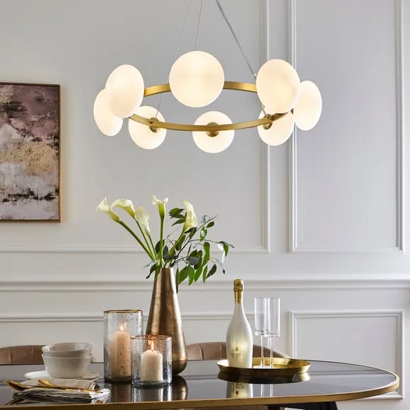 8 Light Ceiling Light - Gold, Glass image