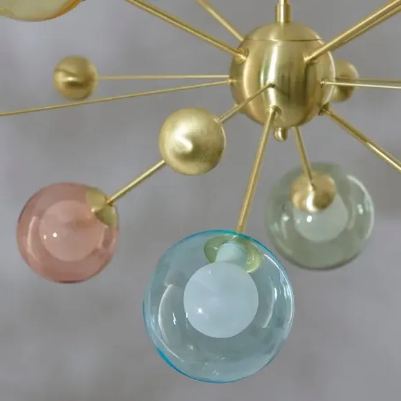 8-Light Sputnik Ceiling Light - Multicolor Glass