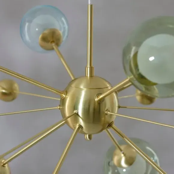 8-Light Sputnik Ceiling Light - Multicolor Glass