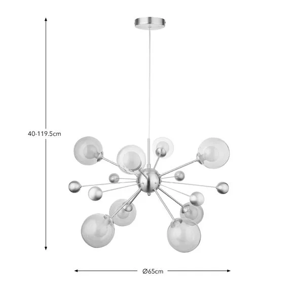 8-Light Sputnik Ceiling Light - Multicolor Glass