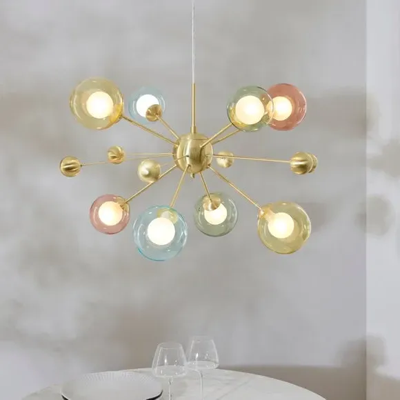 8-Light Sputnik Ceiling Light - Multicolor Glass image
