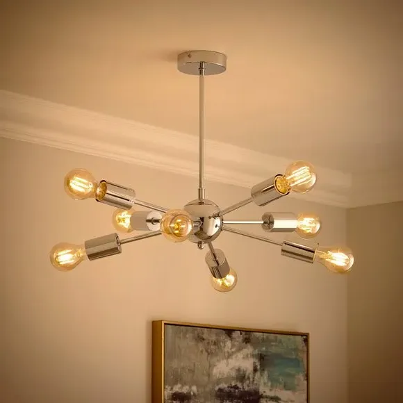 8 Light Sputnik Ceiling Light - Silver, Chrome