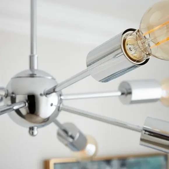 8 Light Sputnik Ceiling Light - Silver, Chrome