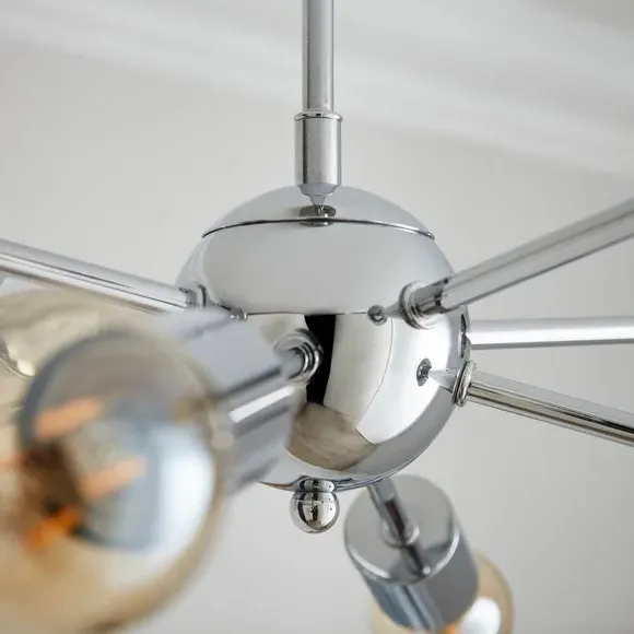 8 Light Sputnik Ceiling Light - Silver, Chrome