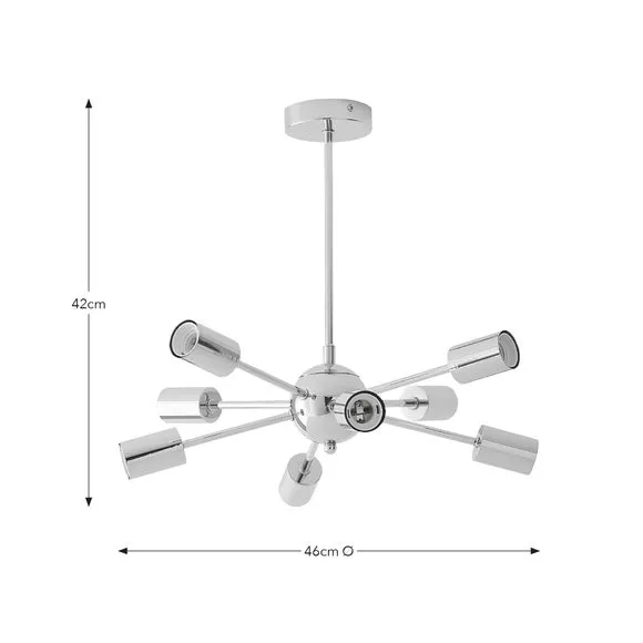 8 Light Sputnik Ceiling Light - Silver, Chrome