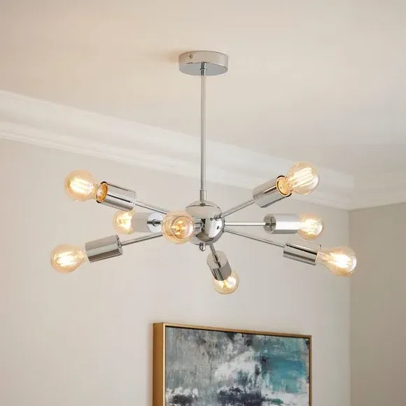 8 Light Sputnik Ceiling Light - Silver, Chrome