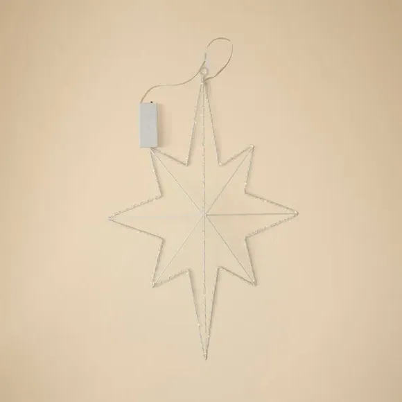 8-Point Star Hanging Decoration - White, LED