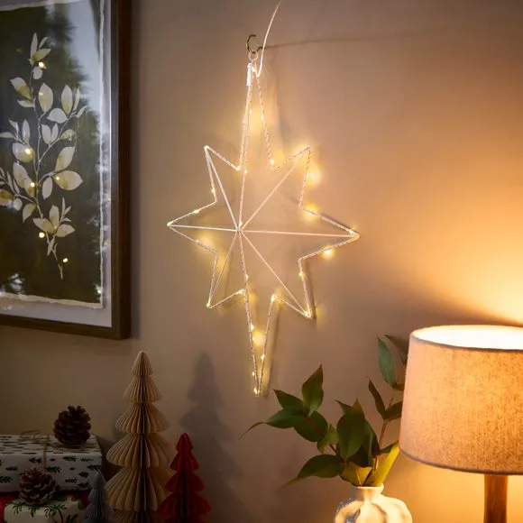 8-Point Star Hanging Decoration - White, LED image